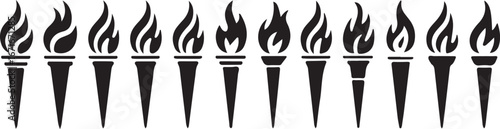 fire torch icon set 