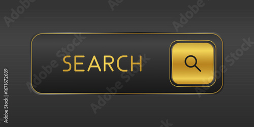 CTA button with text: Search and magnifier icon.