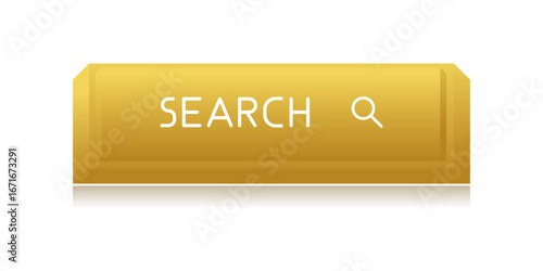 Golden CTA button with text: Search and magnifier icon.
