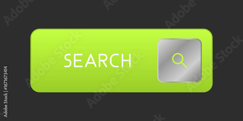 Green CTA button with text: Search and magnifier icon.
