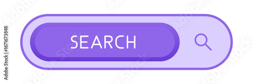 CTA button with text: Search and magnifier icon.