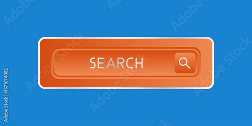 CTA button with text: Search and magnifier icon.