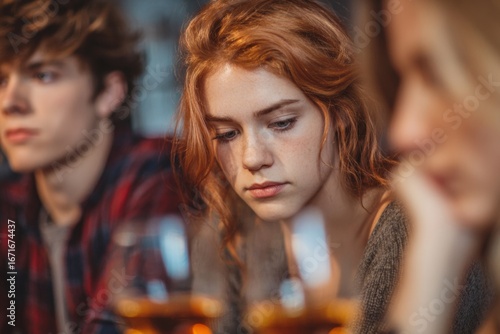 Young people feeling sad and drinking alcohol together