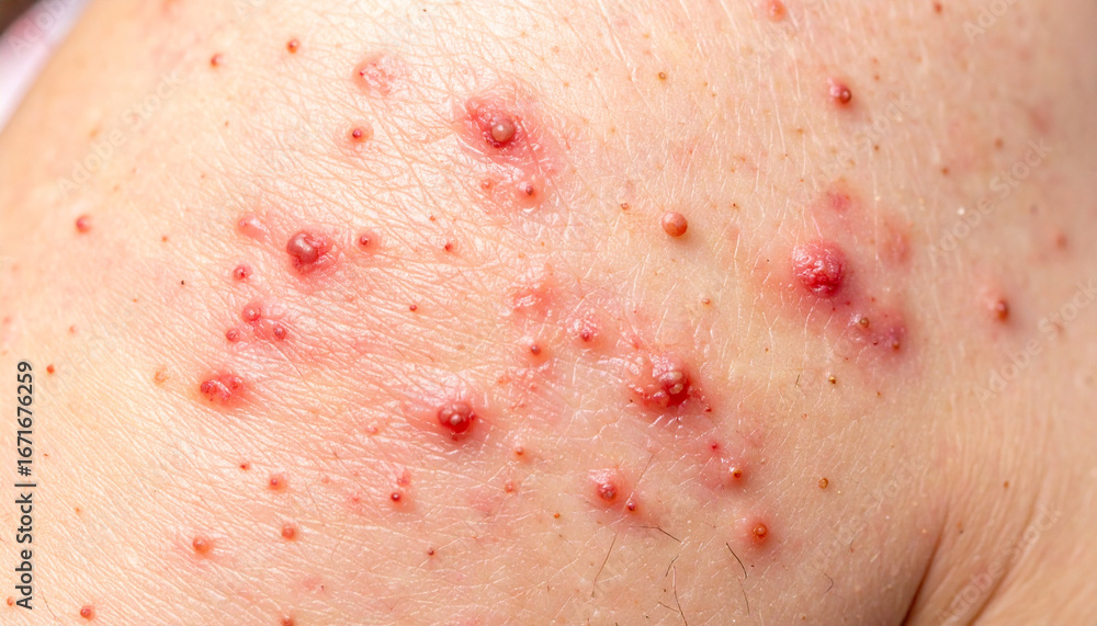 Fototapeta premium Skin inflammation with red bumps