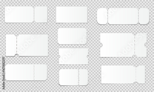 Paper tickets set. Realistic coupons set.