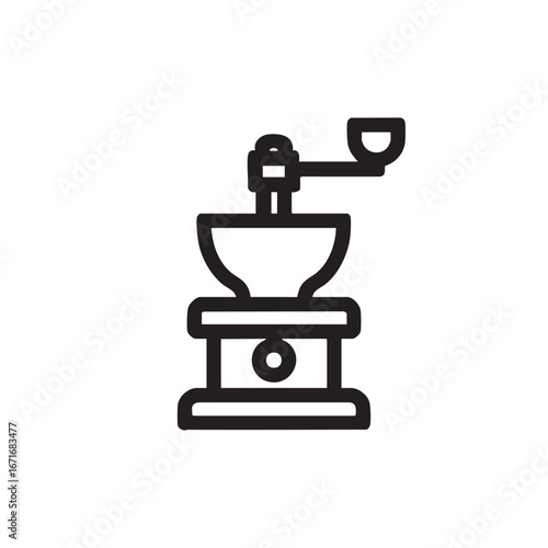 A line drawing of a coffee grinder.
