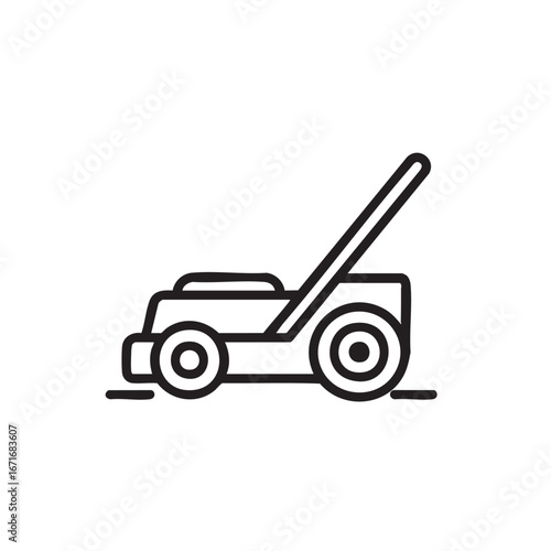 A line drawing of a lawnmower.