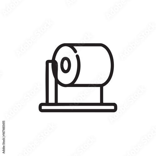A line drawing of a towel roll in a holder.
