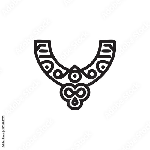  A line drawing of a decorative necklace with a pendant.