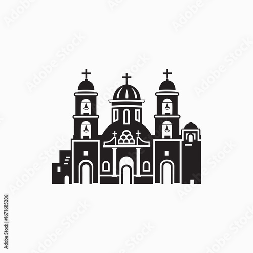 Wallpaper Mural Hispanic heritage month usa vector art of silhouette of a church with towers and crosses, showcasing religious architecture and cultural heritage vector Torontodigital.ca