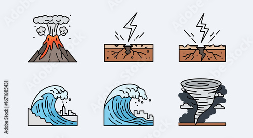 Natural disasters erupt across the landscape, showcasing the destructive power of nature with dramatic visuals and a sense of impending doom.