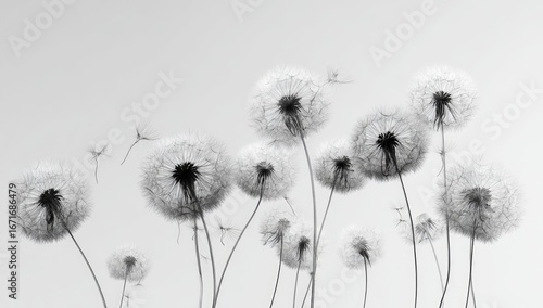 Wallpaper Mural Black and white dandelion seeds against a light gray sky Torontodigital.ca