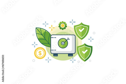 eco security icon set eco safe deposit box secure icon