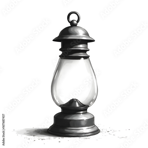 Vintage Lamp Illustration: A classic, vintage lamp, rendered in a detailed, illustrative style, evokes a sense of history, warmth, and nostalgia, hinting at bygone eras.