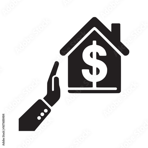 A house icon with a dollar sign inside and a hand stopping it on a white background vector image