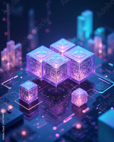 Blockchain Digital Cubes Background