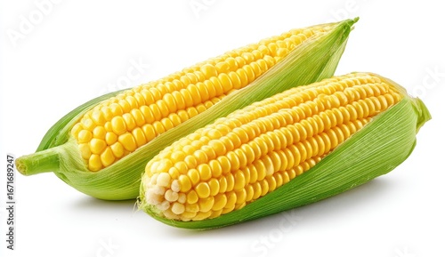 Two fresh ears of yellow corn