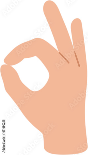 Simple Flat Hand Gesture OK Sign Isolated White Background Illustration