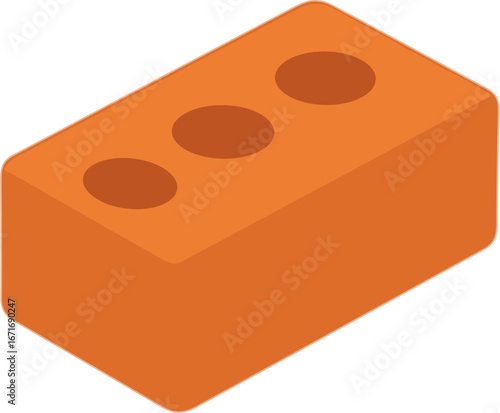 Isometric Orange Brick Construction Material Element Icon Design