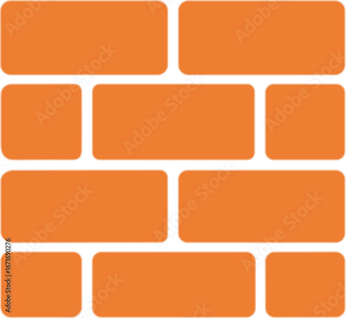 Simple Rounded Orange Brickwork Wall Seamless Structure Graphic Element