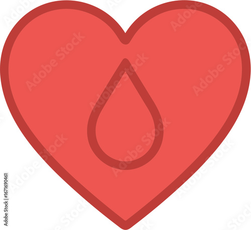 Simple Flat Heart Shape with Blood Drop Donation Concept Graphic Element