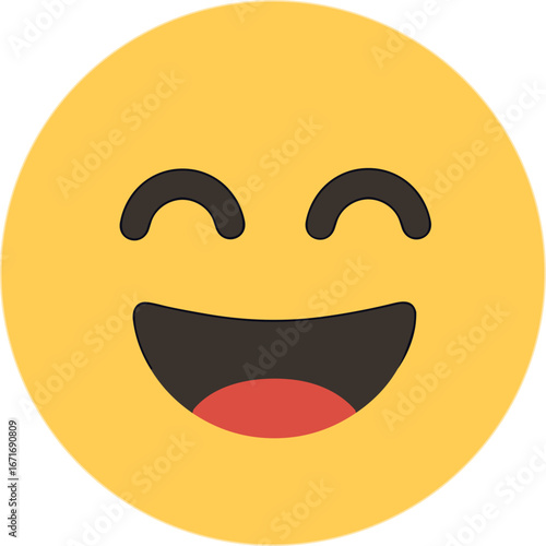 Simple Flat Smiling Face Illustration Cheerful Expression Emoticon Graphic Design