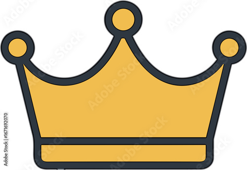 Simple Outline Crown Design Element Royal Symbol Icon Illustration