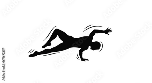 Monochrome graphic icon of an athlete in a powerful breakdancing freeze, a symbol of hip-hop culture and urban sports