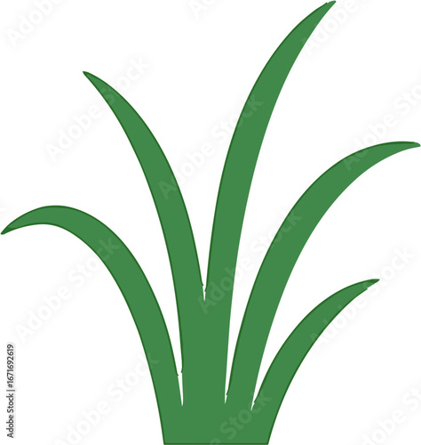 Simple Flat Design Green Grass Element Illustration Isolated on White Background