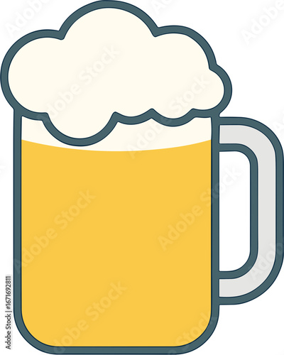 Simple Outline Style Beer Mug Icon Refreshment Beverage Illustration