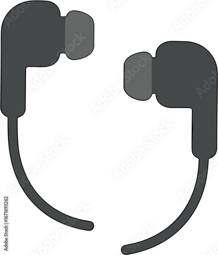 Simple Flat Design Earphone Gadget Illustration Modern Style Isolated Item