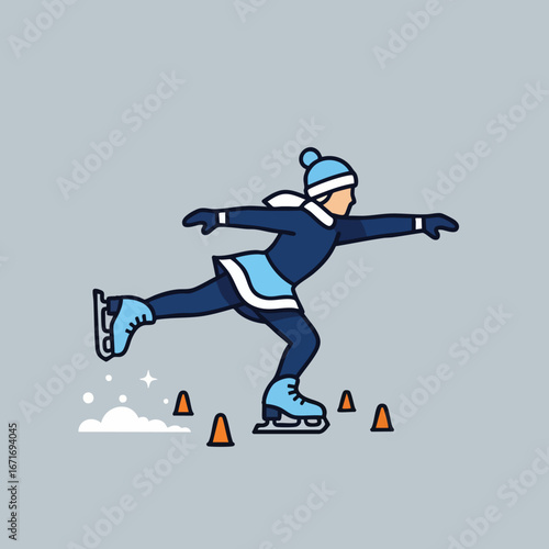 Figure skater in action demonstrating skill and grace on the ice.