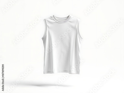 Floating Sleeveless Muscle Tee Blank Mockup on White Background