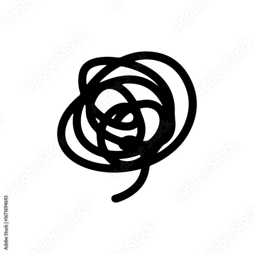 Image of worry and frustration. Iconic illustration of mulling and stressed emotions. Spiral drawn with hand-drawn lines.