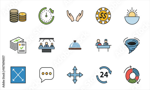 Collection of business and finance related icons