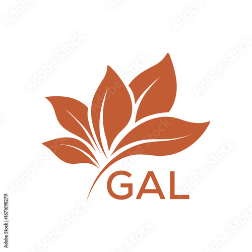 Modern Abstract Botanical Logo with Leaf Motif and Letter mark, GAL Later Logo, 
