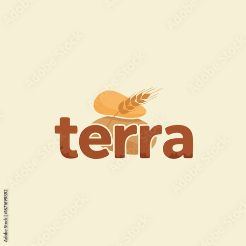 Terra logo with bread and wheat representing bakery and food industry.