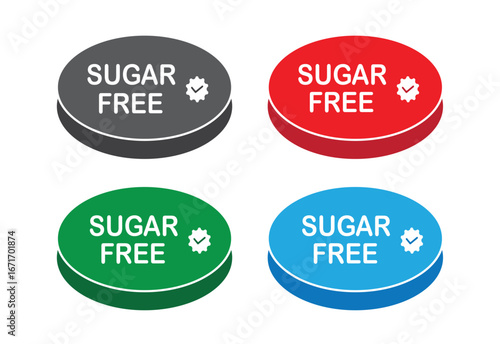 sugar free label icon set, color variations vector illustration