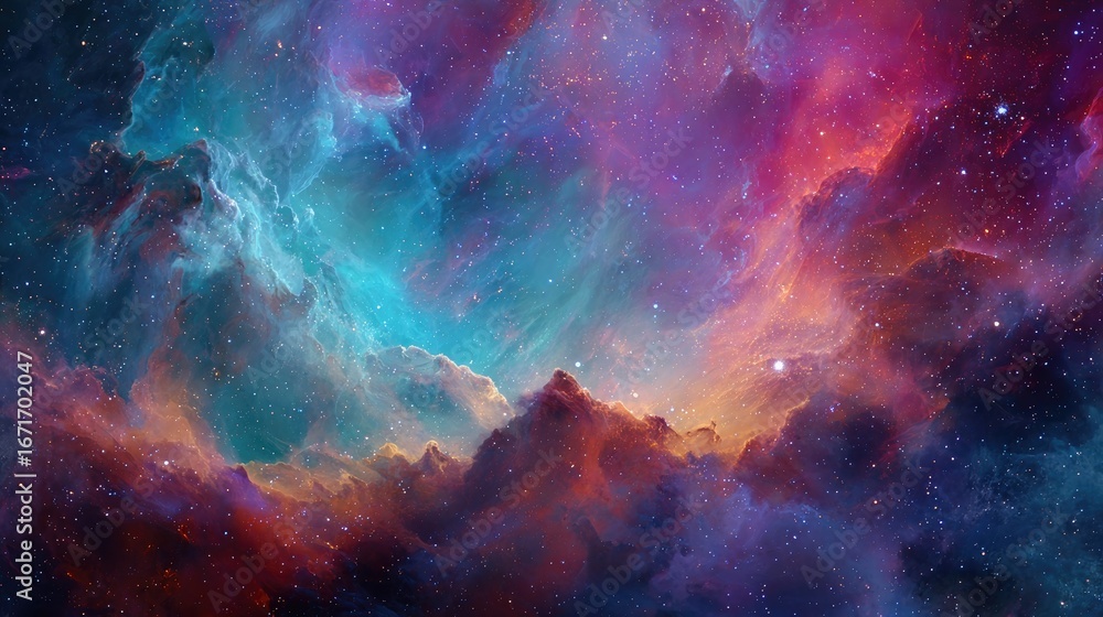 Fototapeta premium Colorful nebulae with swirling clouds of cosmic dust