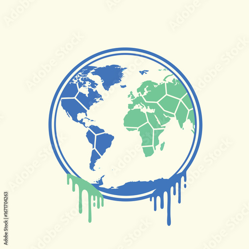 Melting Earth Globe Symbolizing Climate Change and Environmental Crisis.