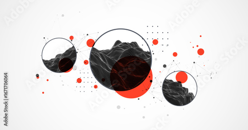 Trendy abstract wireframe background. Modern science or technology art elements. Surface illustration. Vector.