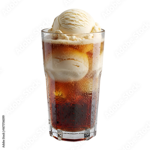 Delicious Root Beer Float with Vanilla Ice Cream.