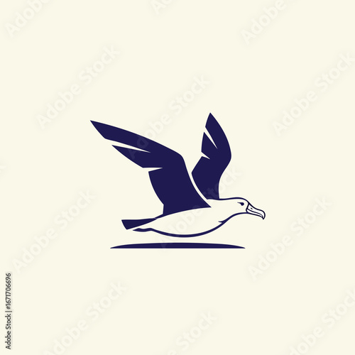 Elegant Albatross in Flight Ocean Bird Silhouette.