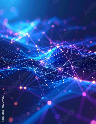 Futuristic AI Concept with Neural Lines Illustration