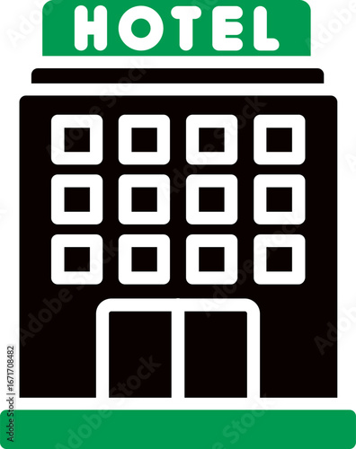 Hotel silhouette vector. Silhouette of hotel building