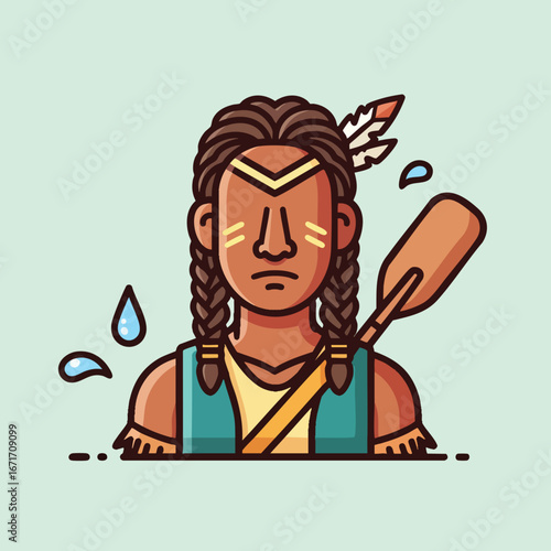 Native American Man Illustration.
