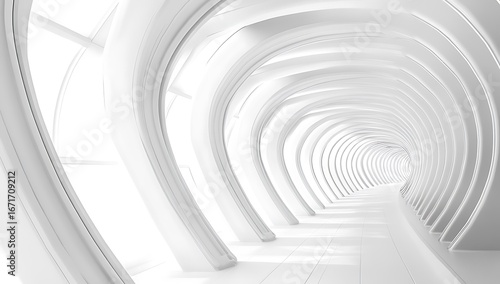 Wallpaper Mural Futuristic White Tunnel with Curved Architecture and Natural Light Torontodigital.ca