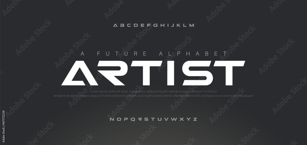 Εκτύπωση καμβά Sport Modern Future Logo Alphabet Font and Number