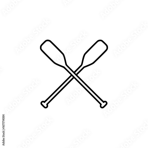 Simple black outline of crossed canoe paddles
