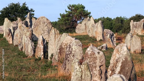 Aerial view of the Monolith stones of Carnac in Brittany France